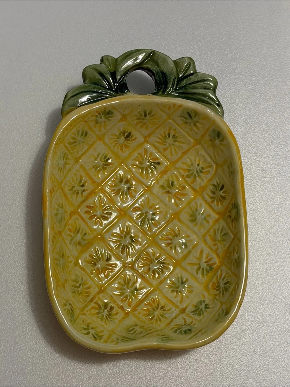 Vtg Mid-Century Ceramic Pineapple Wall Pocket & Spoon Rest Retro Tropical Decor